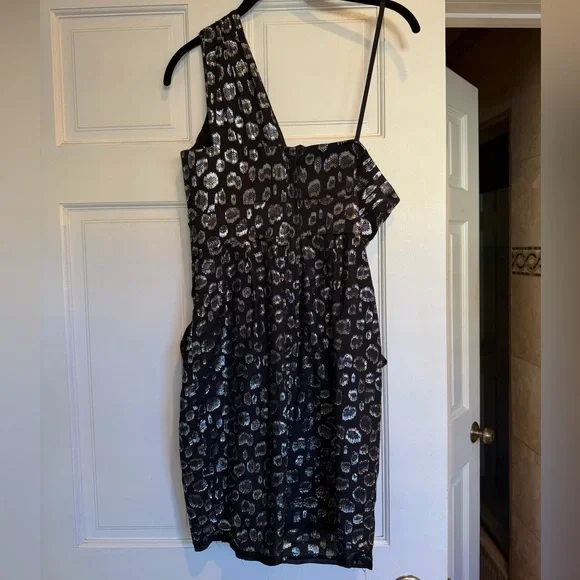 BCBGeneration Black and Silver One-Shoulder Dress - Picture 5 of 6